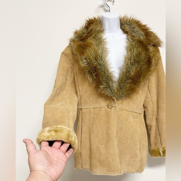 St Johns Bay Womens Vintage 90s y2k Penny Lane Boho Style Leather Coat Size M - Picture 2 of 8